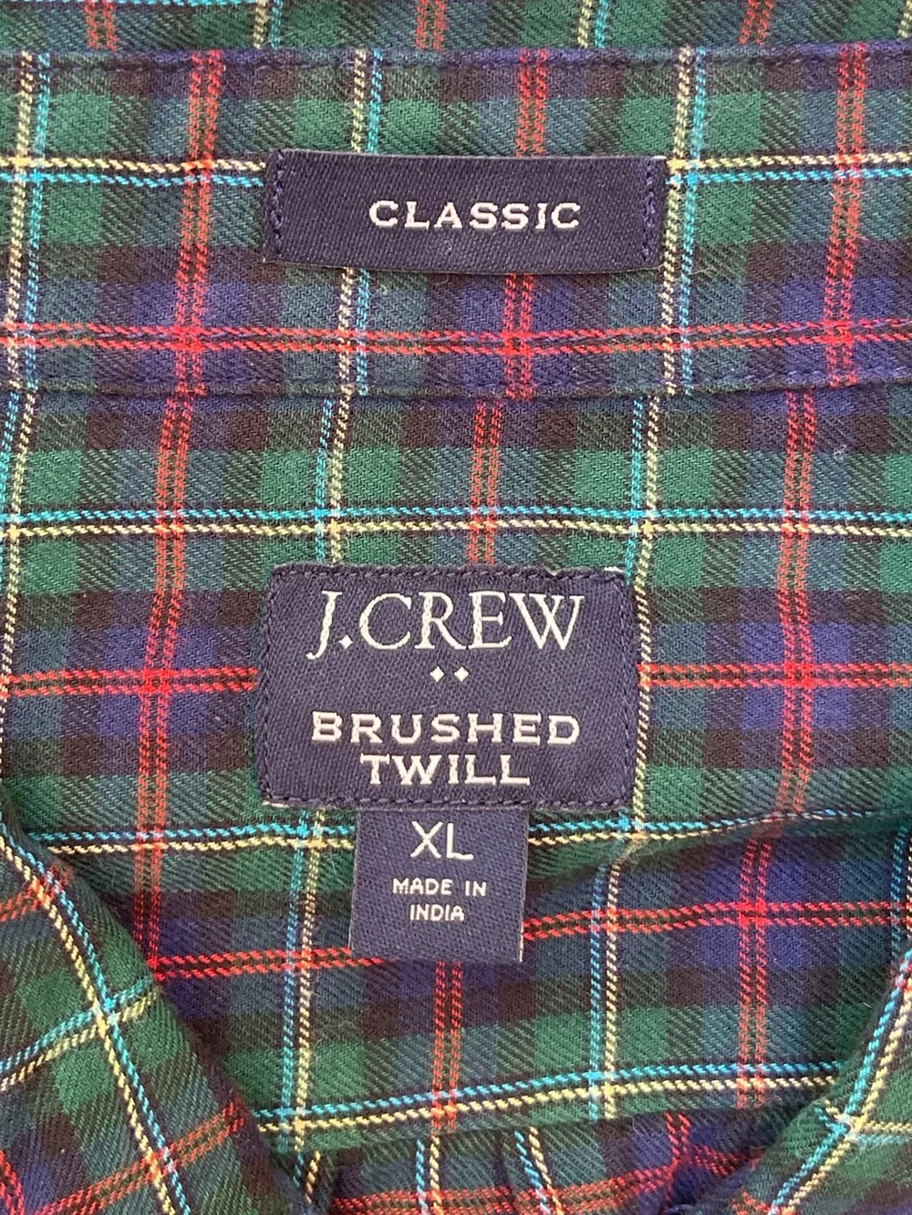 J. Crew Men’s Classic Brushed Twill Green Plaid Shirt preppy academia Scottish